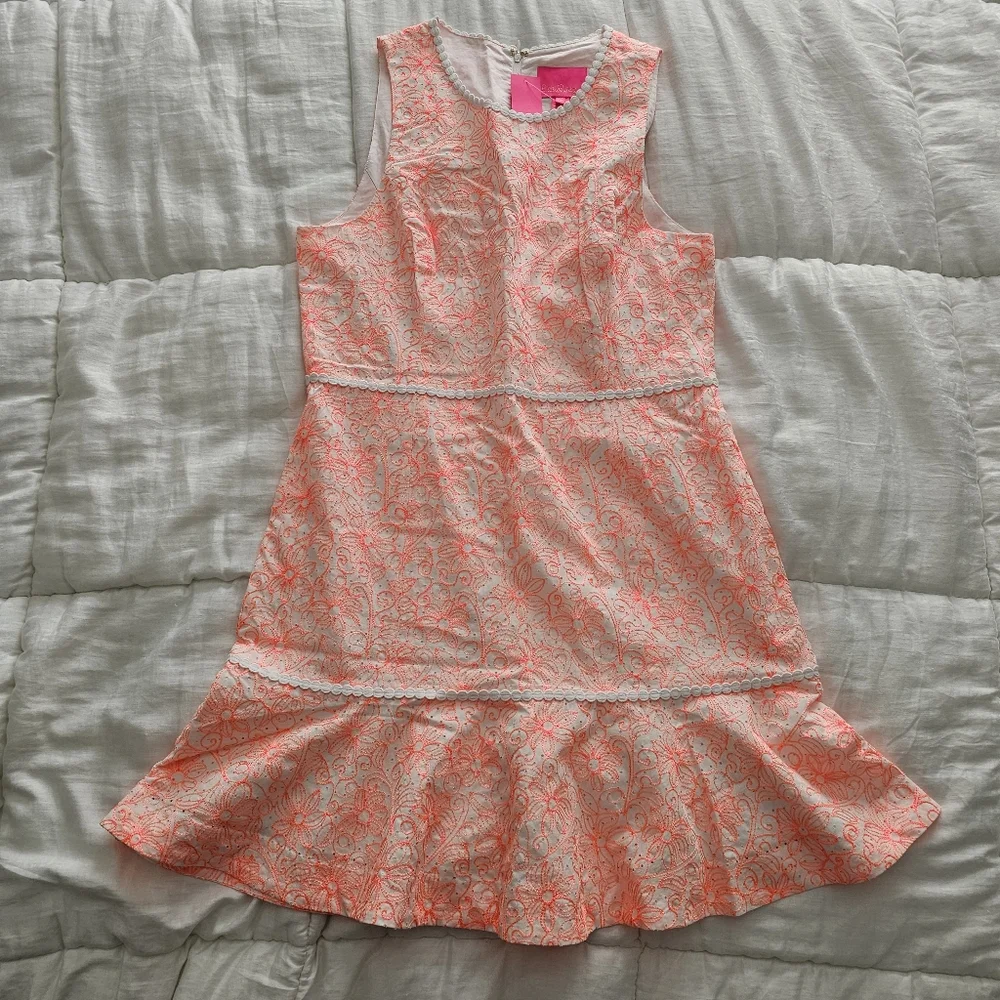 Lilly Pulitzer NWT Ellen Embroidered Dress 14 - Picture 3 of 7